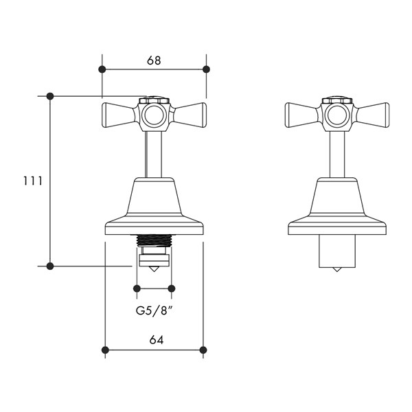 Austworld, monopoly tapware, technical drawing
OLD KENT WALL TOP ASSEMBLIES, Chrome plated